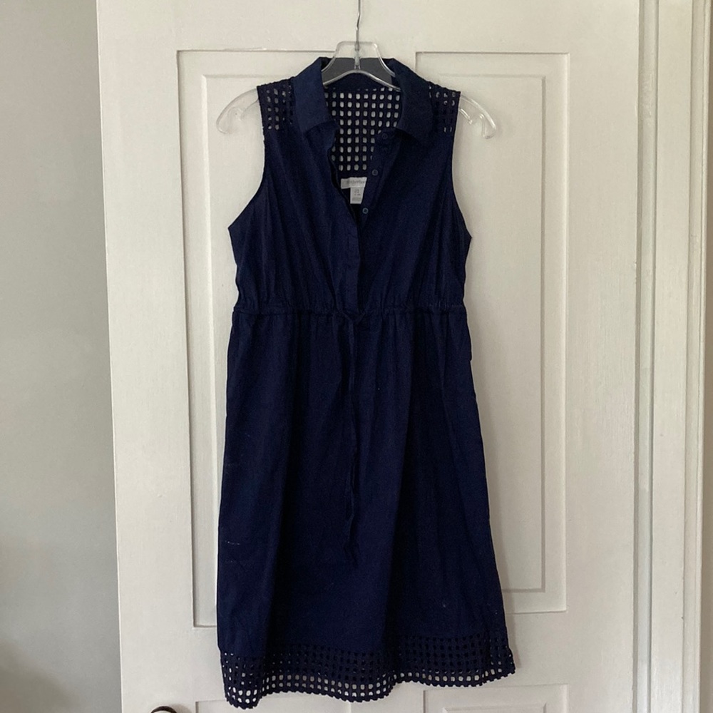 Motherhood maternity dress navy blue button top
